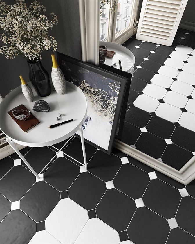 Octagon Mate Negro 20x20