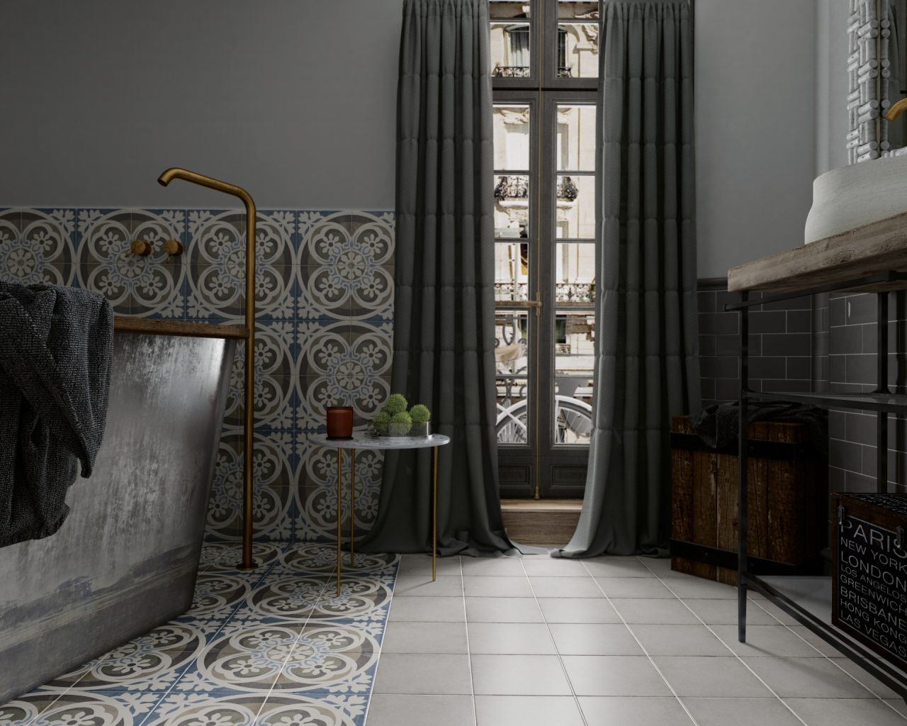 Art Nouveau Grey 20x20